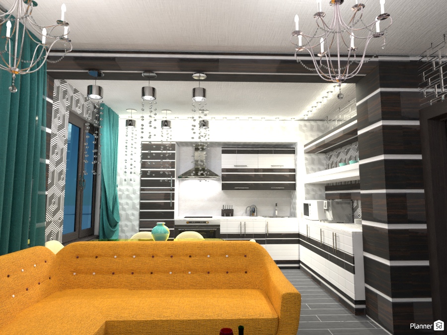 Гостиная с кухней в арт-деко #2009279 by Оксана Байда