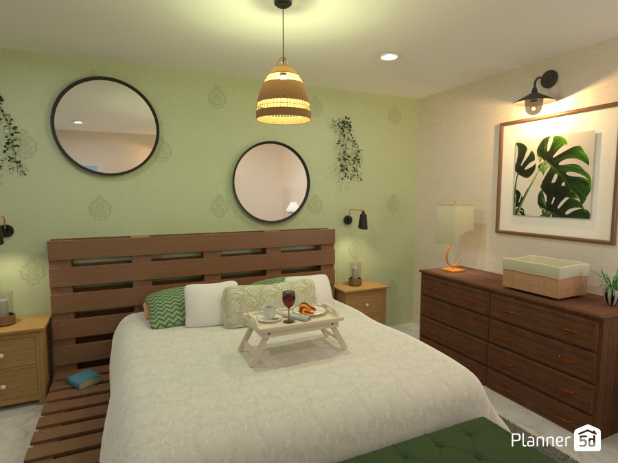 Bedroom with green highlights 8841189 by Born to be Wild image