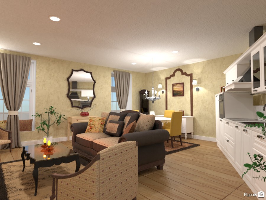 Classic kitchen and living room #3946816 by Gabes
