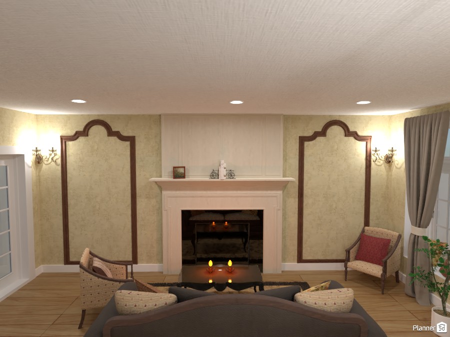 Classic kitchen and living room : living room with fireplace #3946862 by Gabes