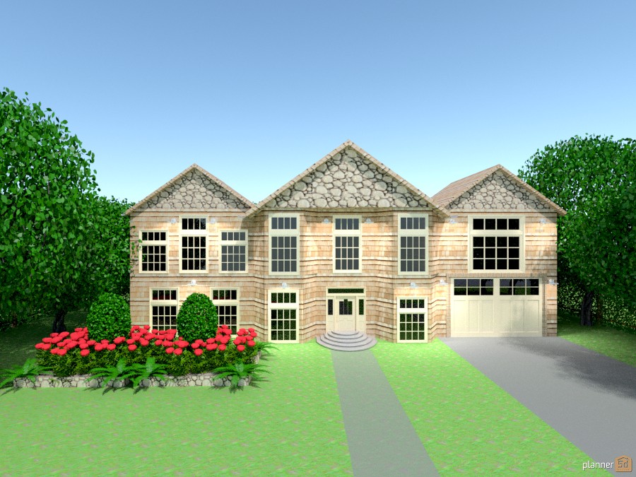 wood shake house w/garage #941469 by Joy Suiter