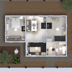 floorplans maison salle de bains chambre à coucher salon cuisine 3d
