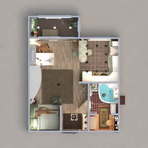 floorplans butas vonia miegamasis virtuvė biuras studija prieškambaris 3d