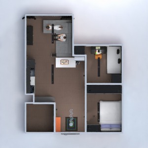 planos apartamento dormitorio salón cocina habitación infantil 3d