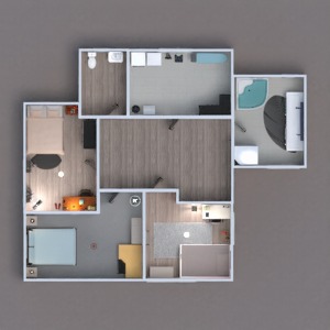 floorplans 独栋别墅 卧室 厨房 儿童房 结构 3d