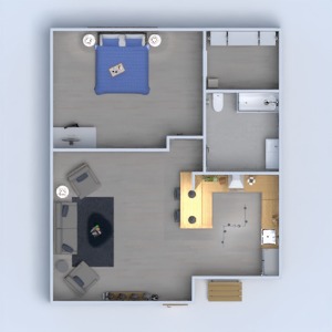 floorplans appartement décoration salle de bains chambre à coucher cuisine 3d