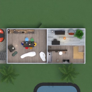 planos casa terraza cuarto de baño dormitorio exterior 3d