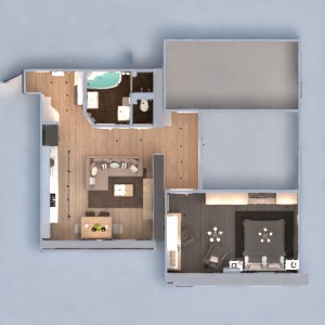 floorplans butas namas baldai dekoras miegamasis svetainė virtuvė apšvietimas renovacija namų apyvoka sandėliukas studija 3d