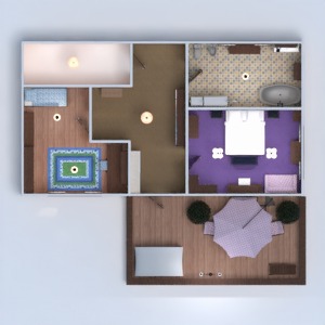 floorplans namas terasa baldai dekoras miegamasis svetainė virtuvė 3d