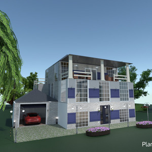 планировки дом гараж улица освещение ландшафтный дизайн 3d