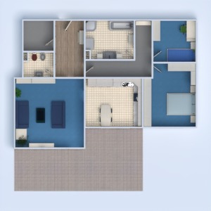 floorplans namas vonia miegamasis svetainė virtuvė vaikų kambarys 3d
