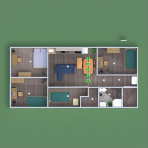floorplans dom meble sypialnia pokój dzienny kuchnia 3d