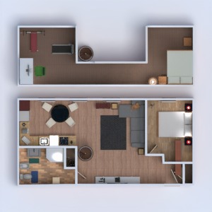 floorplans appartement salle de bains chambre à coucher salon cuisine maison 3d