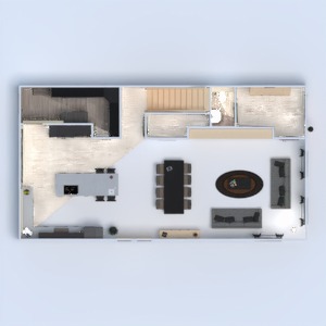 floorplans namas baldai svetainė virtuvė 3d