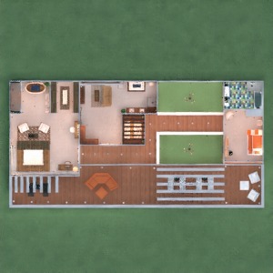 planos apartamento casa terraza muebles decoración 3d