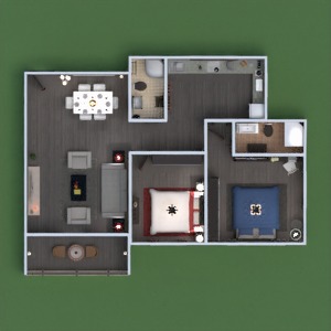 floorplans appartement meubles décoration salle de bains chambre à coucher salon cuisine eclairage salle à manger 3d