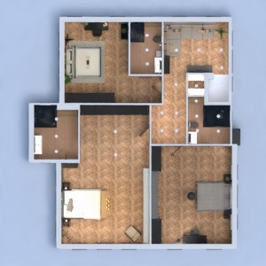 floorplans 独栋别墅 浴室 厨房 结构 储物室 3d