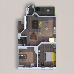 floorplans appartement chambre à coucher salon studio 3d