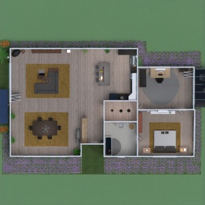 planos casa bricolaje salón exterior paisaje 3d