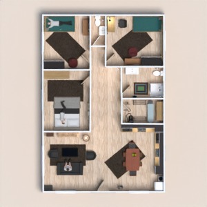 floorplans 独栋别墅 家具 卧室 厨房 儿童房 3d