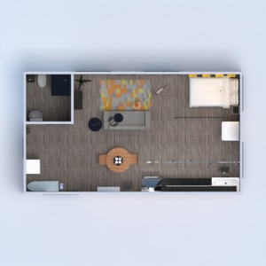 planos apartamento dormitorio salón cocina estudio 3d