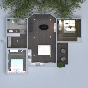 floorplans appartement terrasse salle de bains chambre à coucher 3d
