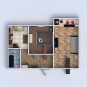 floorplans appartement meubles salle de bains chambre à coucher salon cuisine entrée 3d