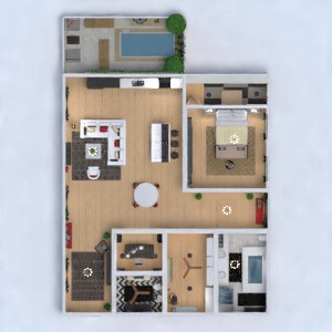 floorplans apartamento varanda inferior mobílias decoração faça você mesmo banheiro quarto quarto cozinha despensa 3d