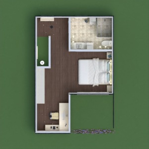 floorplans namas terasa vonia miegamasis svetainė virtuvė 3d