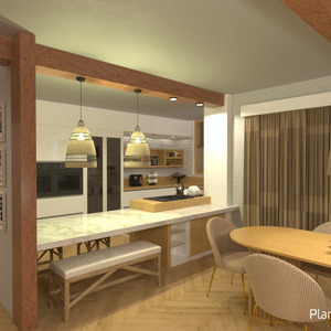 планировки квартира гостиная кухня столовая прихожая 3d