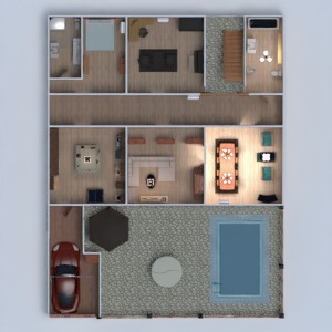 floorplans dom taras łazienka pokój dzienny kuchnia biuro oświetlenie krajobraz jadalnia wejście 3d