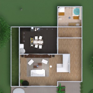 planos casa terraza bricolaje garaje cocina cafetería descansillo 3d