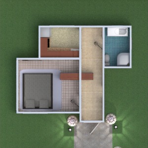 floorplans maison meubles salle de bains cuisine extérieur eclairage paysage 3d