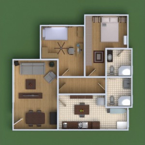floorplans maison meubles salle de bains chambre à coucher cuisine salle à manger architecture 3d