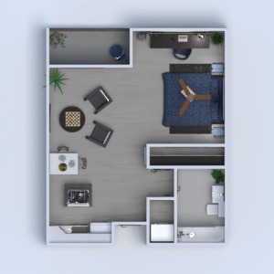 floorplans appartement salle de bains chambre à coucher salon cuisine 3d