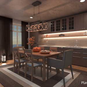 floorplans namas baldai virtuvė apšvietimas valgomasis 3d