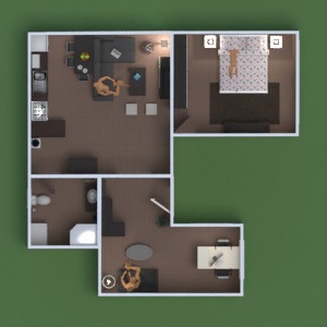 floorplans appartement meubles décoration salle de bains chambre à coucher salon cuisine bureau eclairage rénovation architecture espace de rangement entrée 3d