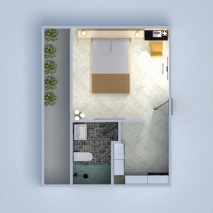 floorplans appartement salle de bains chambre à coucher 3d