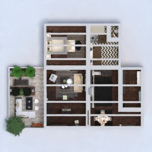 floorplans appartement terrasse meubles décoration salle de bains chambre à coucher salon cuisine espace de rangement 3d
