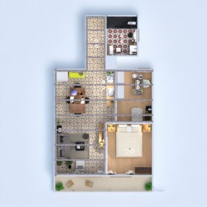planos apartamento bricolaje salón cocina despacho 3d