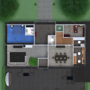 floorplans maison terrasse salle de bains chambre à coucher salon cuisine salle à manger architecture 3d