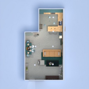 floorplans butas dekoras svetainė virtuvė valgomasis 3d