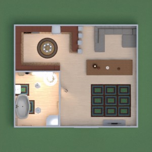 floorplans namas baldai vonia svetainė virtuvė 3d