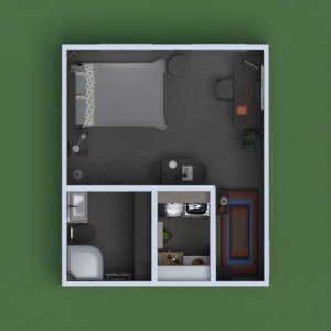 floorplans butas miegamasis virtuvė biuras studija 3d