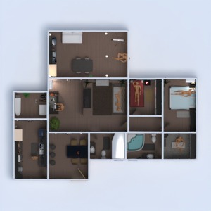 floorplans appartement terrasse meubles décoration chambre à coucher salon cuisine eclairage maison café 3d