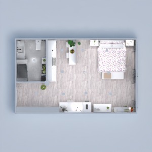 floorplans 公寓 卧室 厨房 家电 单间公寓 3d