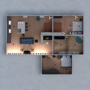 planos apartamento muebles decoración cuarto de baño dormitorio salón cocina despacho iluminación 3d