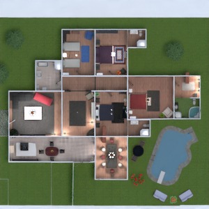 floorplans 独栋别墅 家具 装饰 卧室 客厅 厨房 餐厅 3d