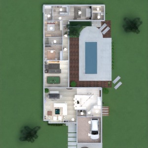 floorplans maison terrasse chambre à coucher cuisine extérieur eclairage architecture 3d