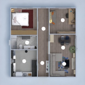 planos apartamento decoración cuarto de baño dormitorio comedor 3d